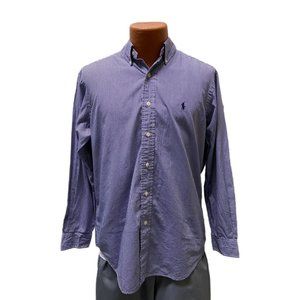 Polo Ralph Lauren Blue Checkered Button Down Shirt, 15.5, 32/33, Pre-owned